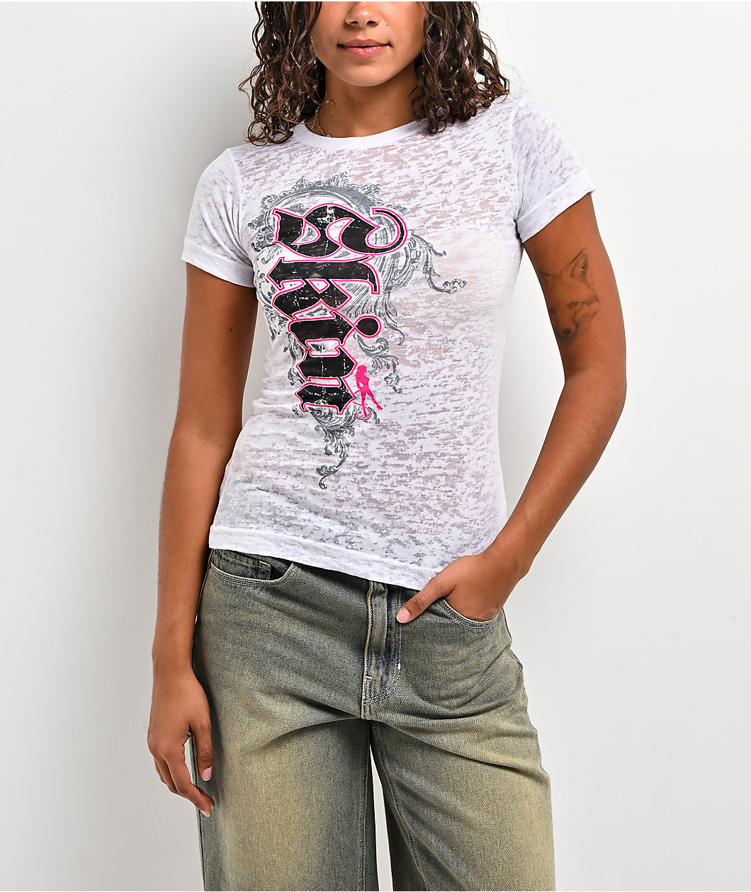 Skin Industries Cascade White Crop Burnout T-Shirt