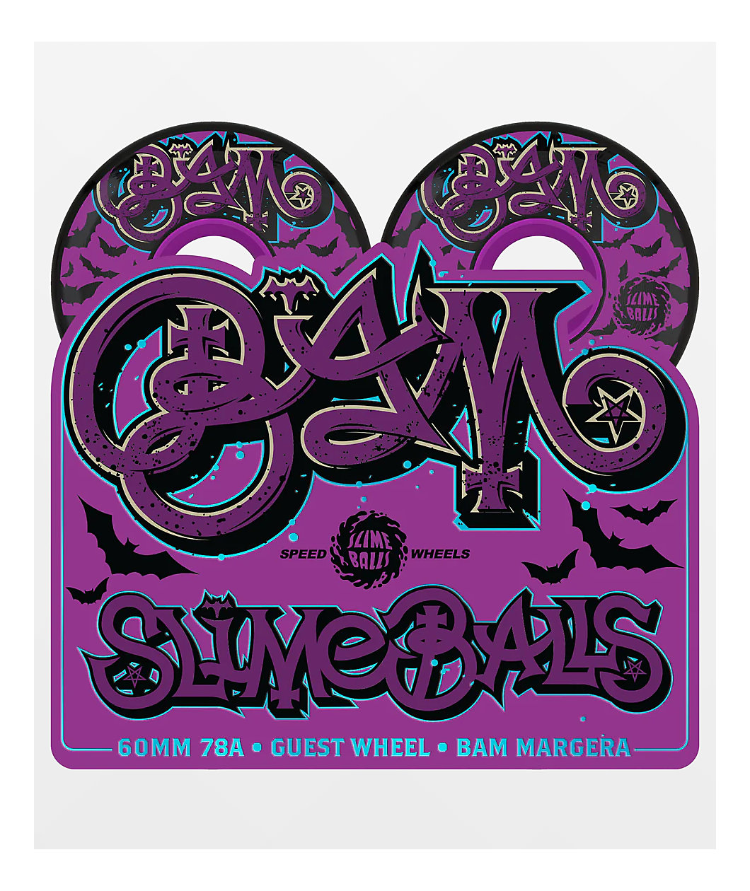 Slime Balls Bam Guest 60mm 78a Black Cruiser Skateboard Wheels