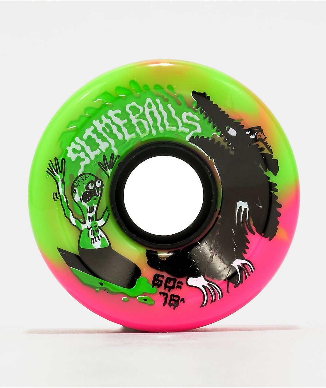 Slime Balls Howell OG 60mm 78a Pink & Green Swirl Cruiser Skateboard Wheels
