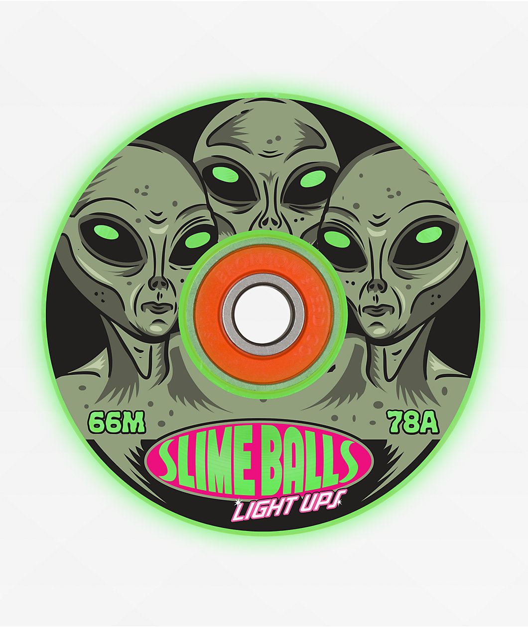 Slime Balls Light Ups LED Friends of Planet 66mm 78a Green Cruiser Skateboard Wheels