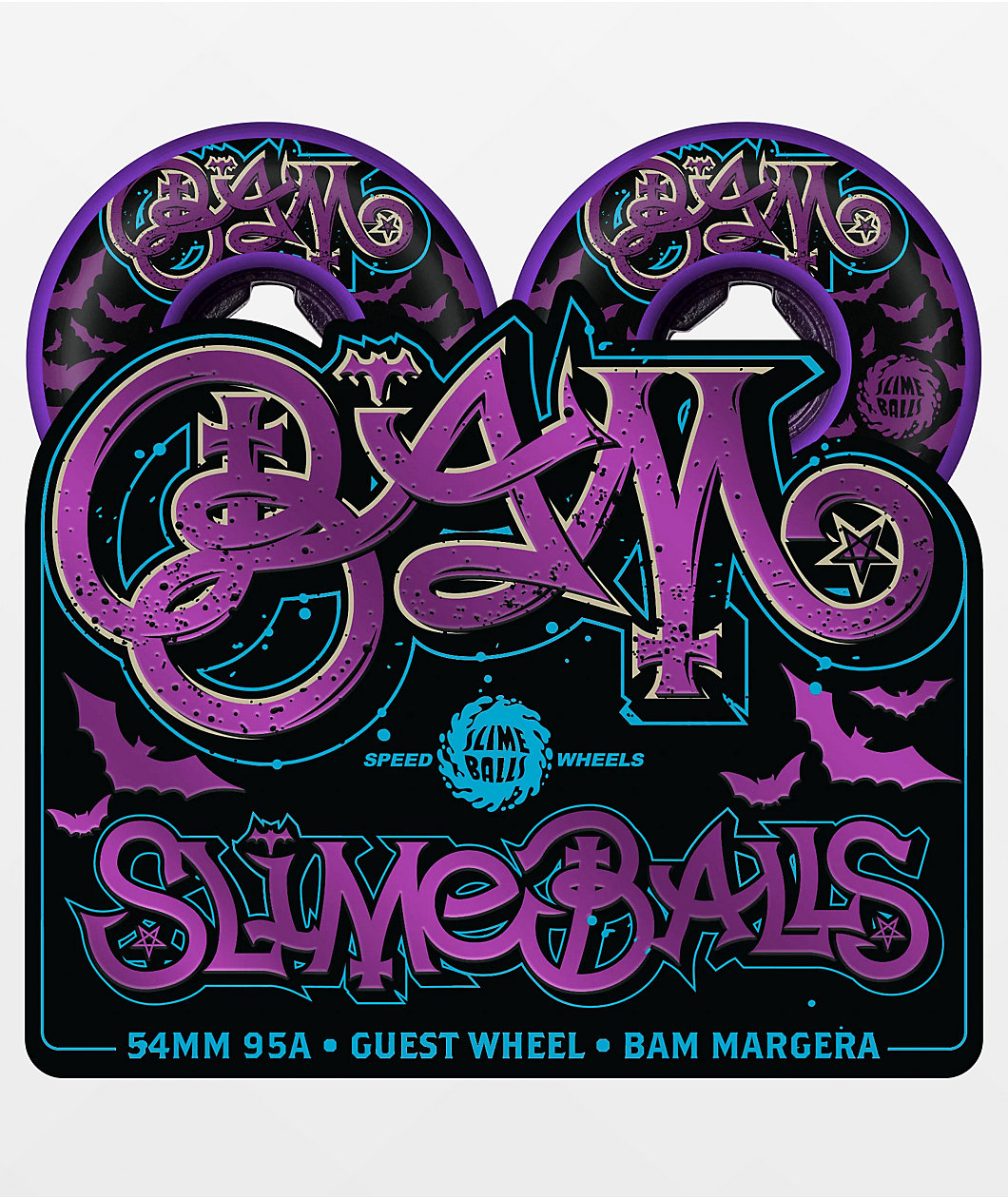 Slime Balls Margera Guest Hardline 54mm 95a Purple Skateboard Wheels