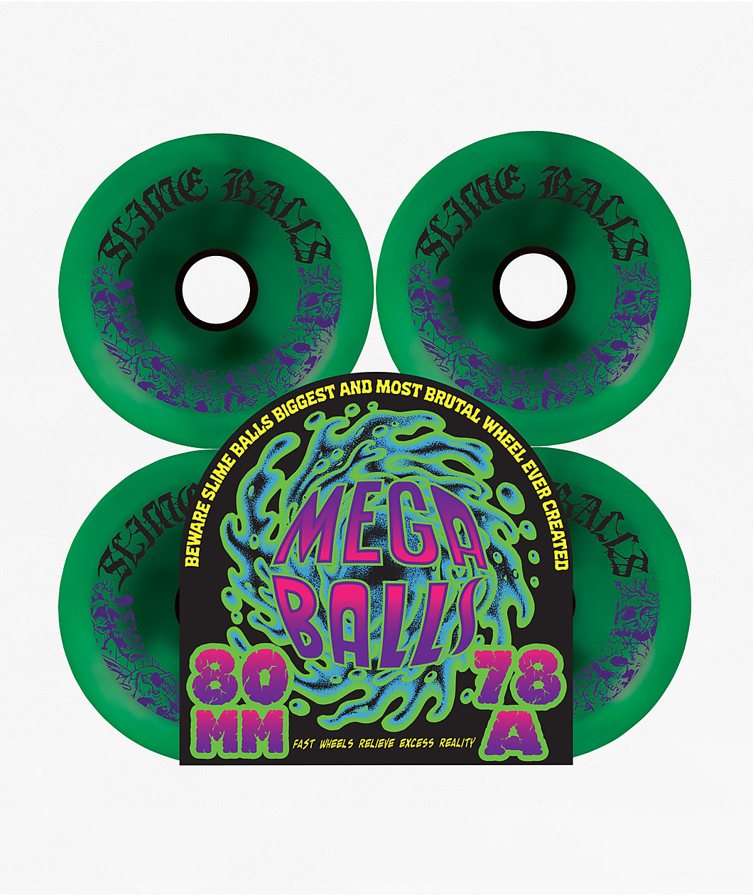 Slime Balls Mega Balls 80mm 78a Green Cruiser Skateboard Wheels