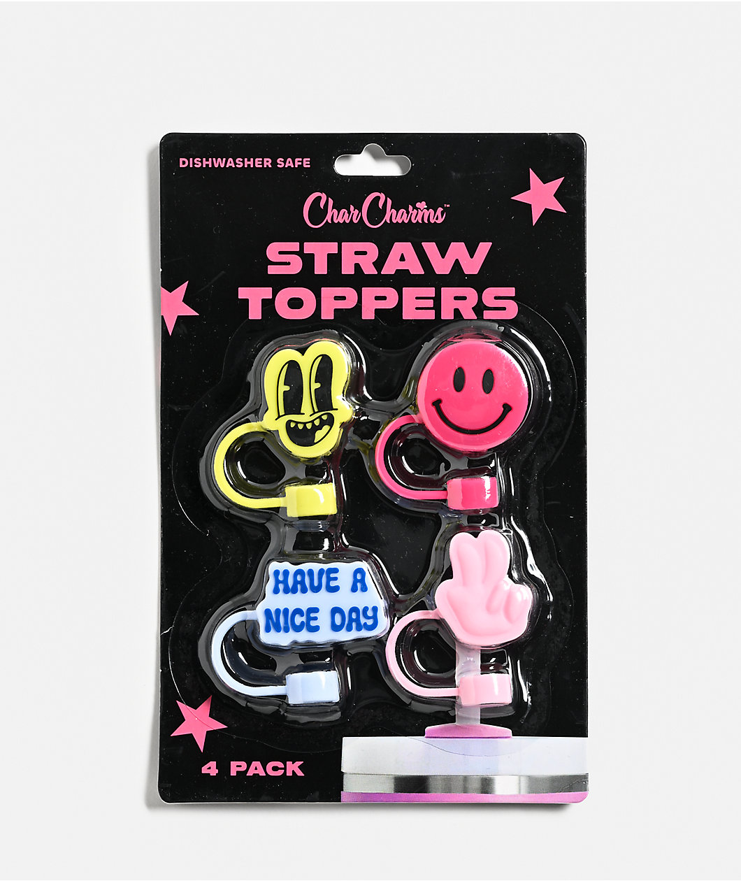 Smiles & Peace 4-Pack Straw Toppers
