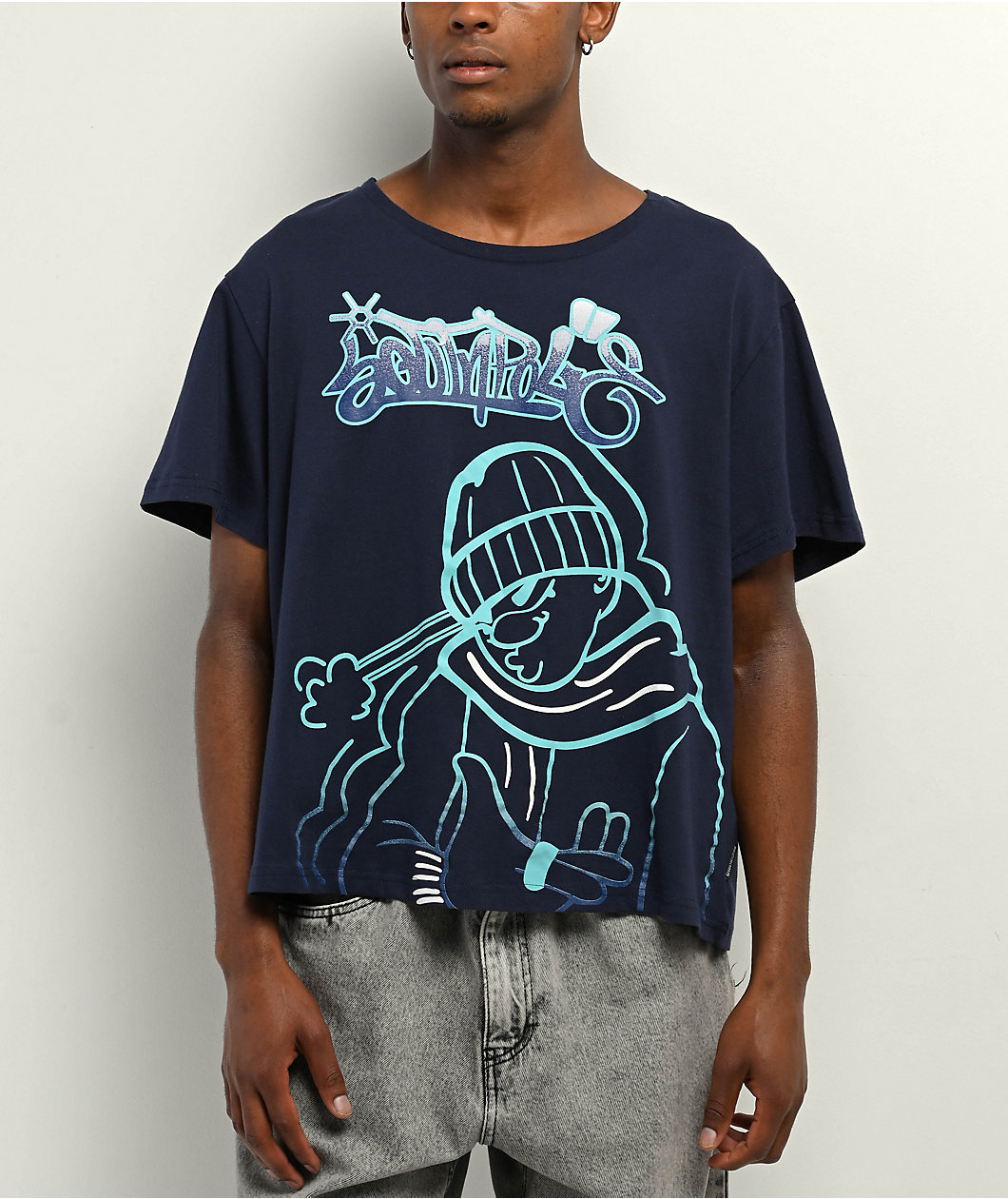 Southpole 125 Navy Boxy Crop T-Shirt