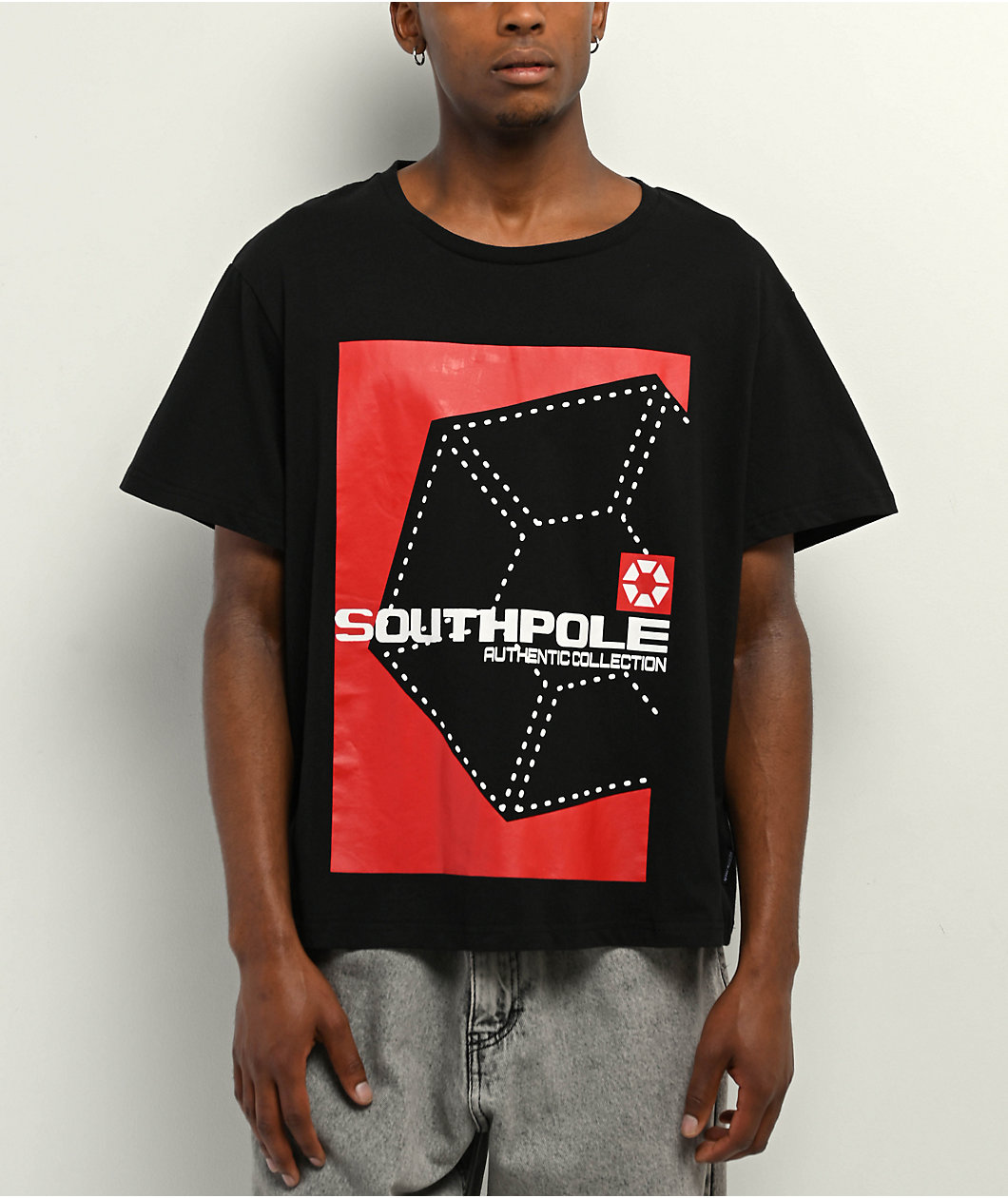 Southpole Authentic Black Boxy Crop T-Shirt