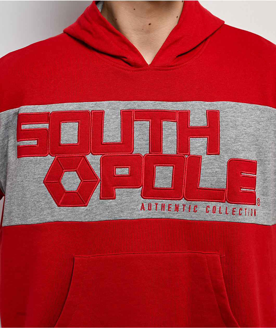 Southpole Logo Red & Grey Hoodie