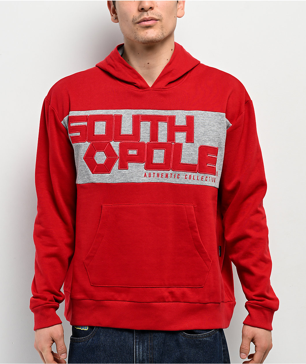 Southpole Logo Red & Grey Hoodie