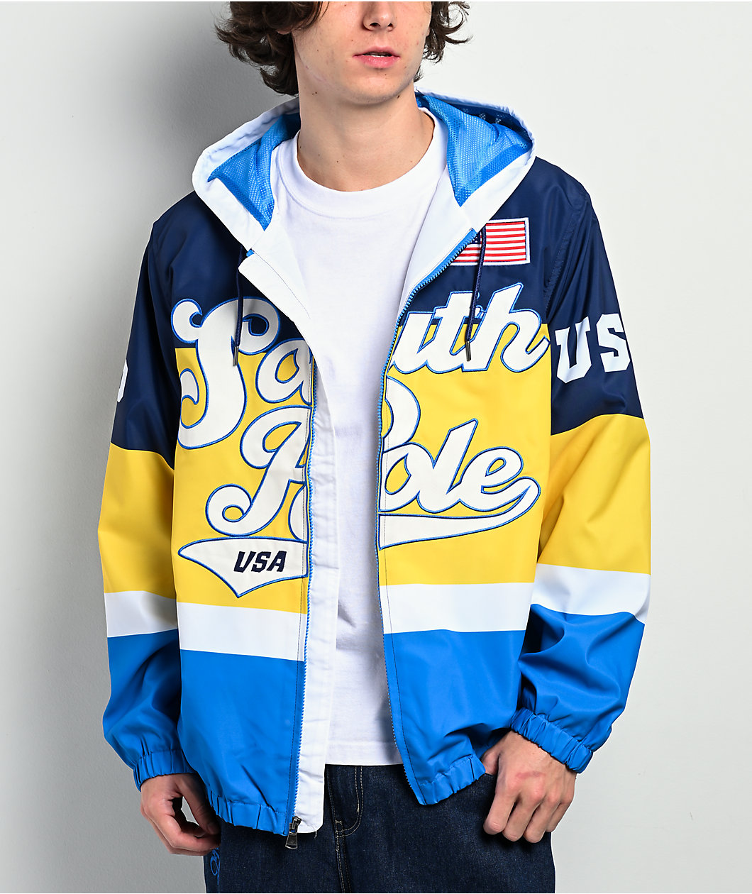 ディセンバーメイTricolor windproof Blouson / MAN Southpole SP91 Navy & White Windbreaker Jacket | MainPlace Mall