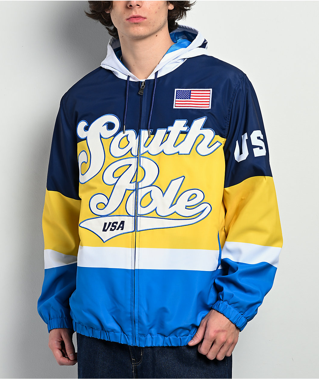 Southpole SP91 Navy & White Windbreaker Jacket | MainPlace Mall