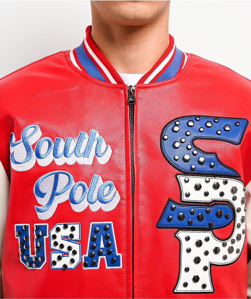 Southpole Stud Eagle Red, White & Blue Bomber Jacket