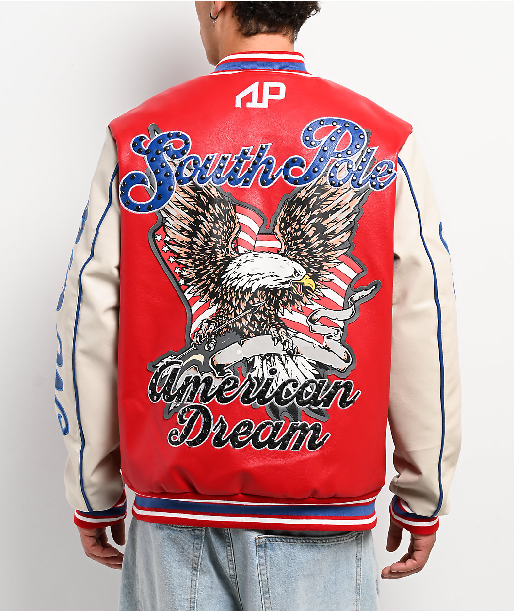 Southpole Stud Eagle Red, White & Blue Bomber Jacket