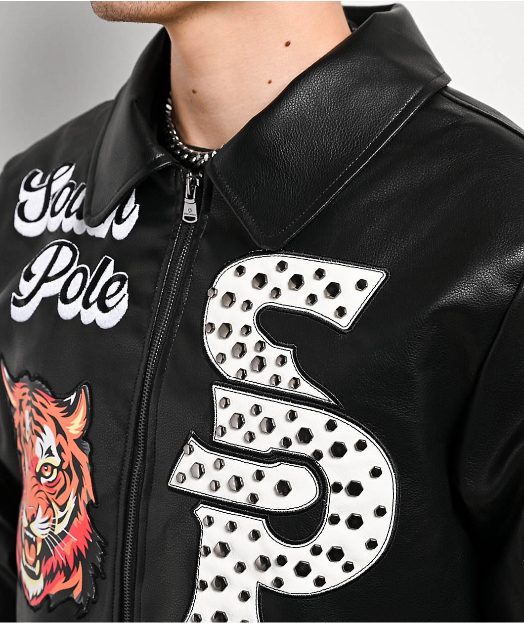 Southpole Stud Tiger Black Bomber Jacket