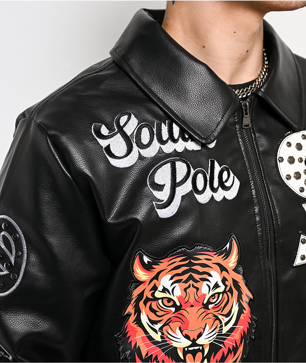 Southpole Stud Tiger Black Bomber Jacket