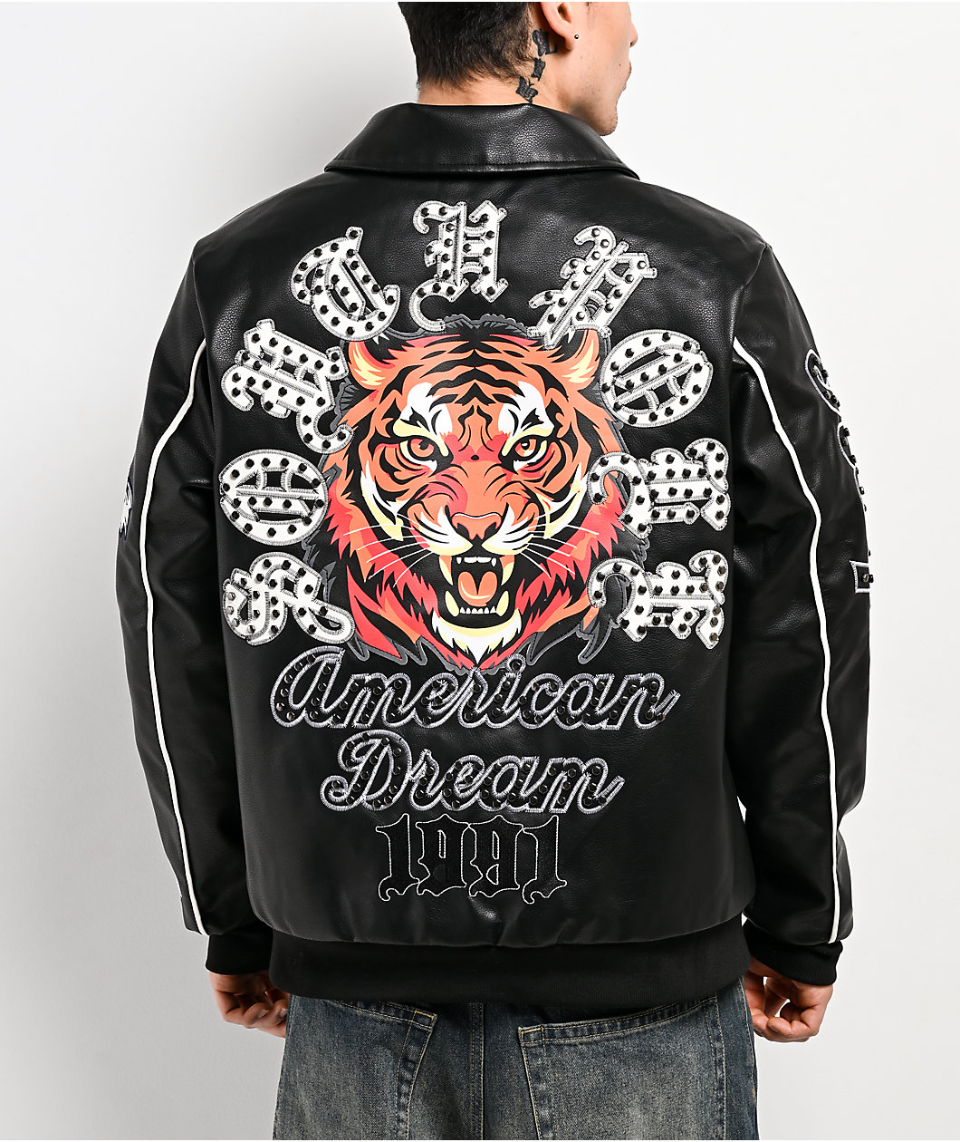 Southpole Stud Tiger Black Bomber Jacket