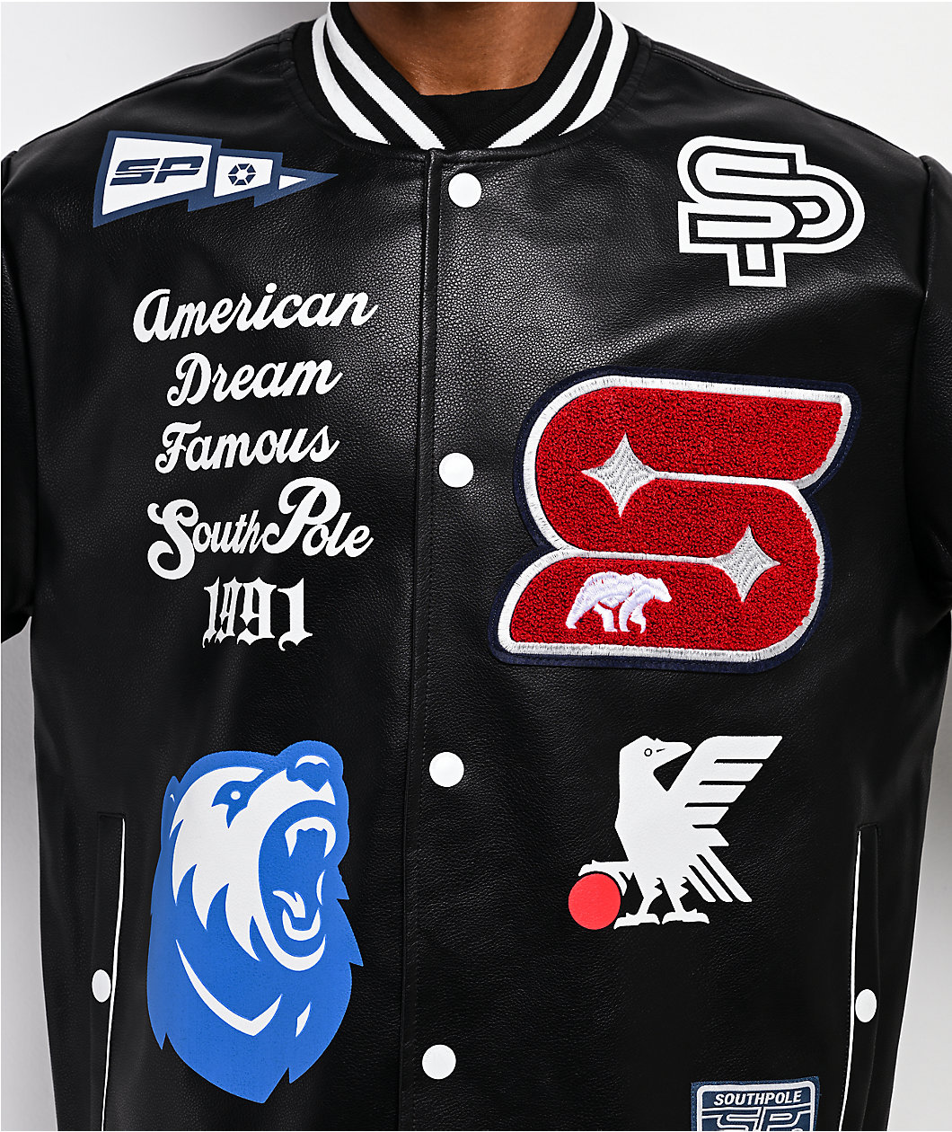 Southpole Varsity Black Bomber Jacket
