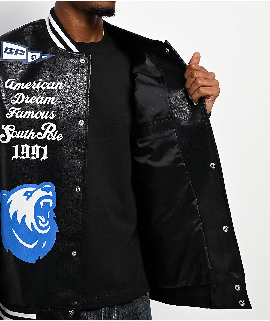 Southpole Varsity Black Bomber Jacket