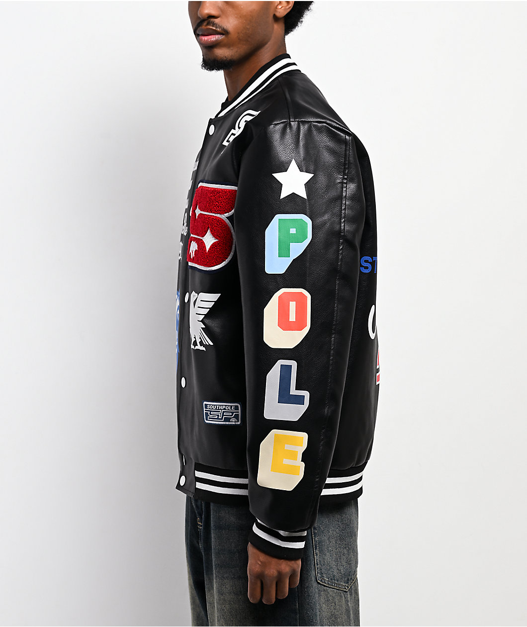 Southpole Varsity Black Bomber Jacket