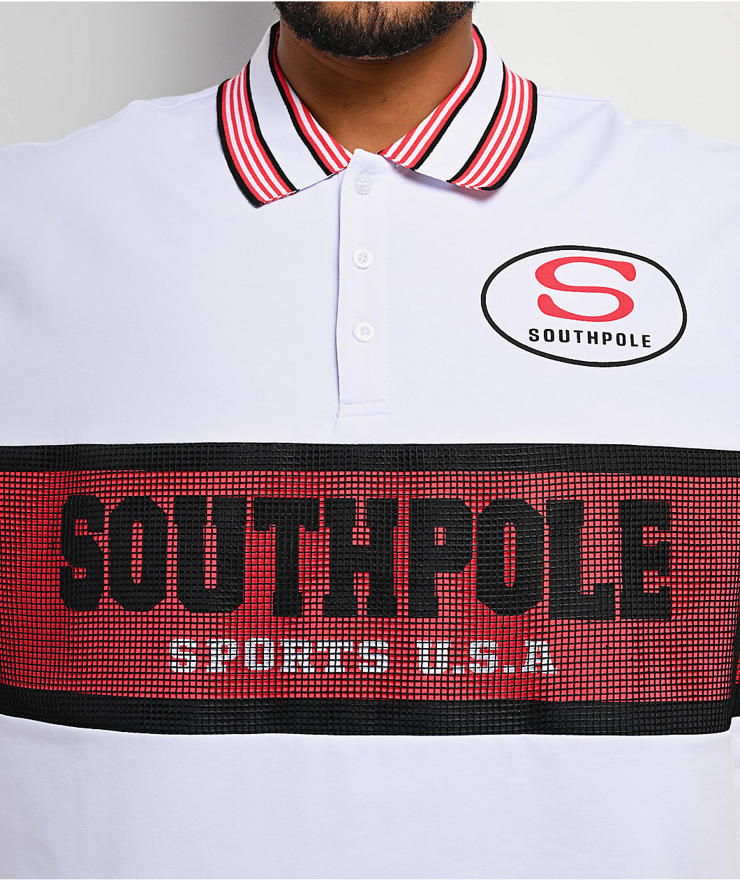 Southpole White & Red Polo Shirt