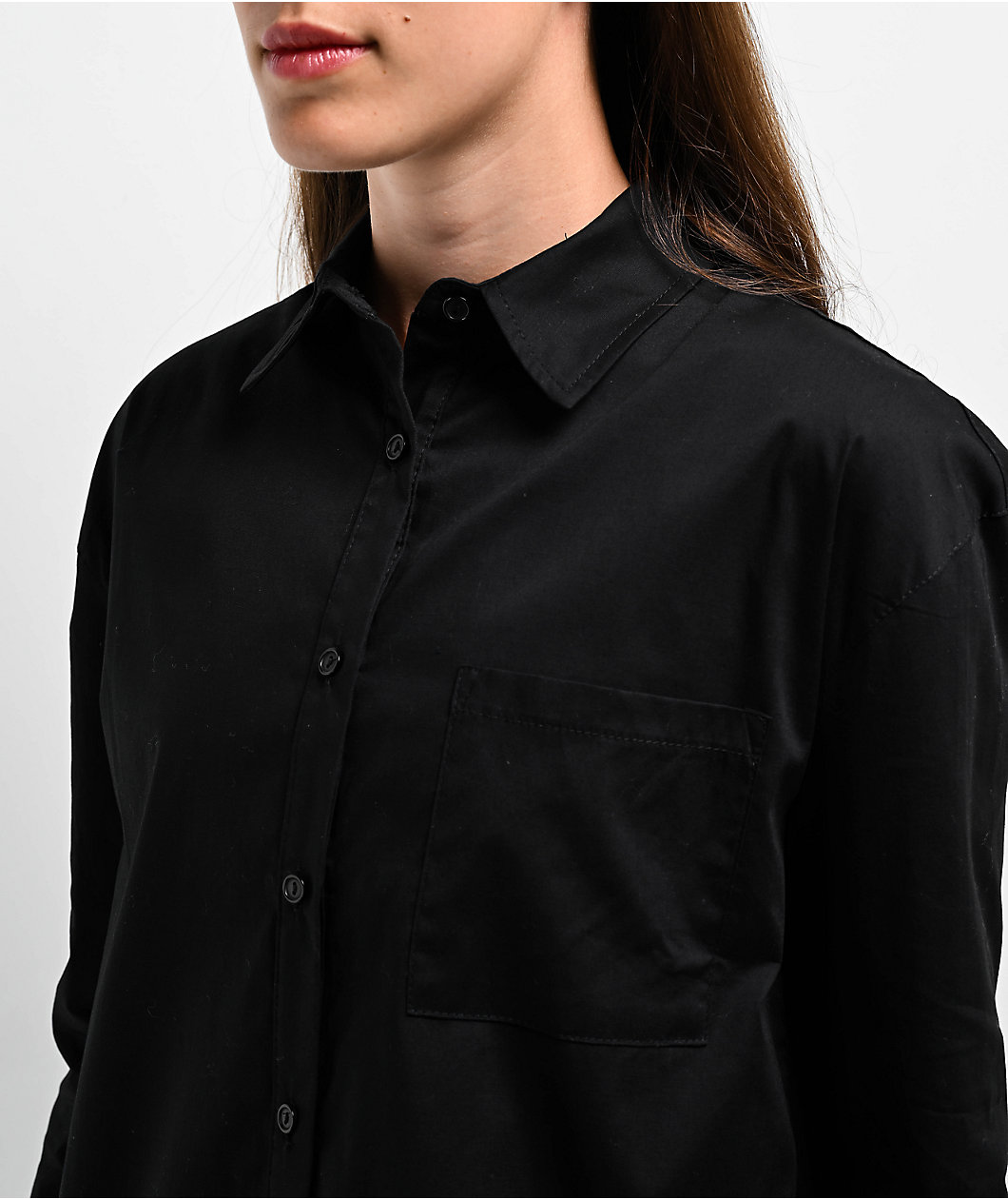 Spicychix Black Oversize Long Sleeve Button Up Shirt