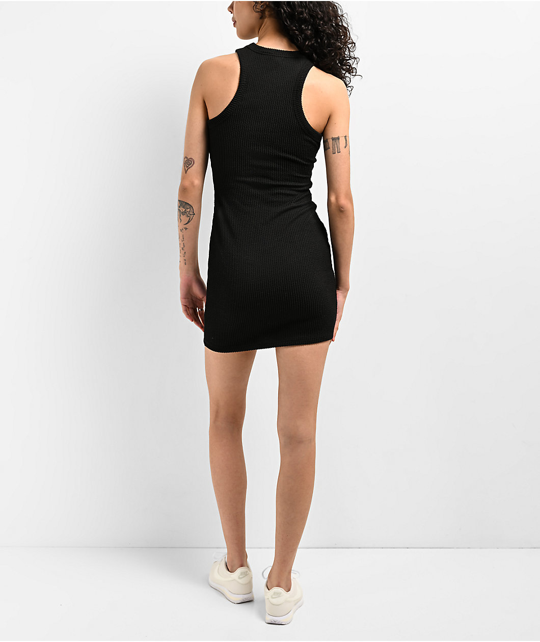 Spicychix Black Ribbed Bodycon Dress