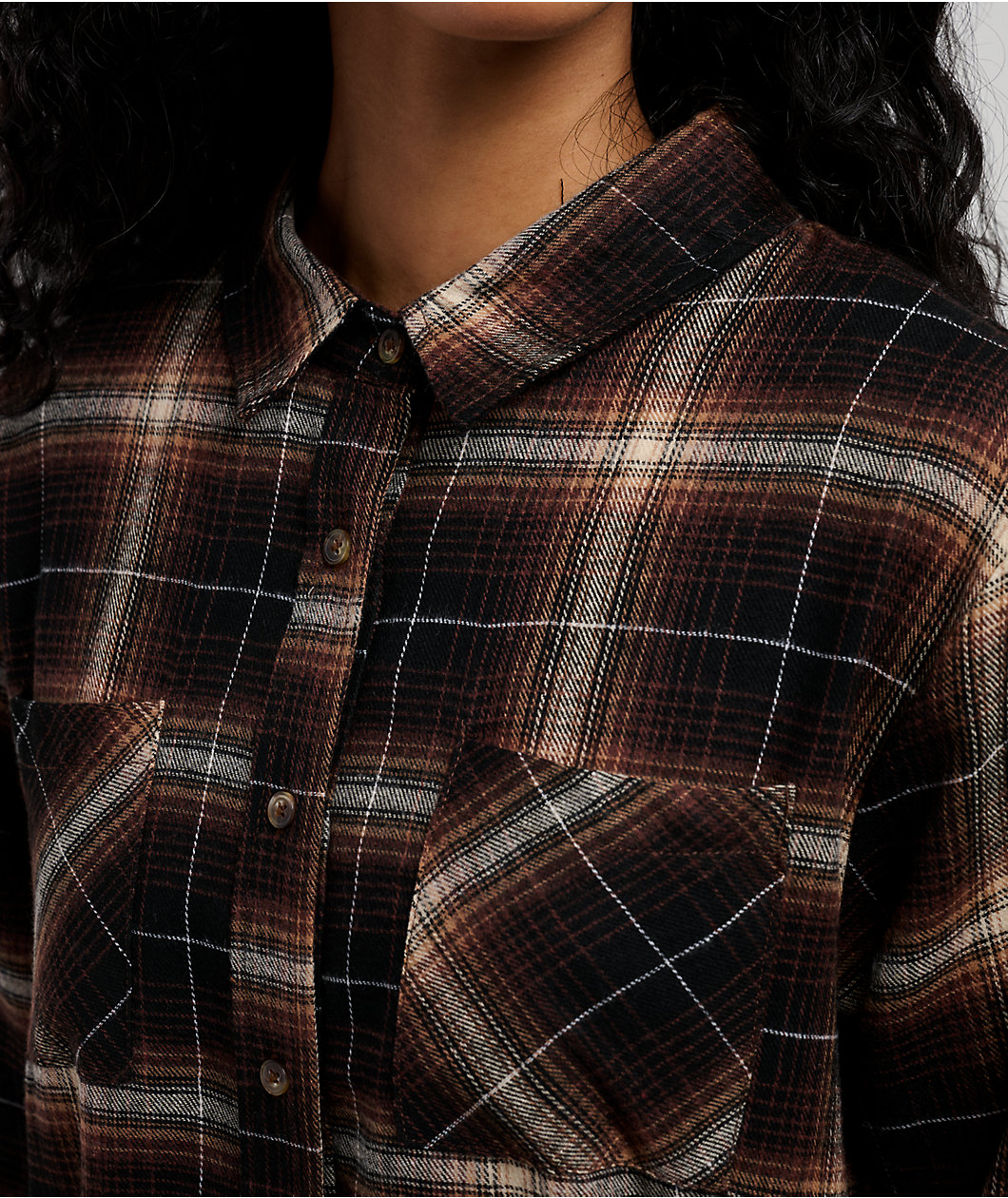 Spicychix Brown Plaid Oversized Long Sleeve Flannel Shirt