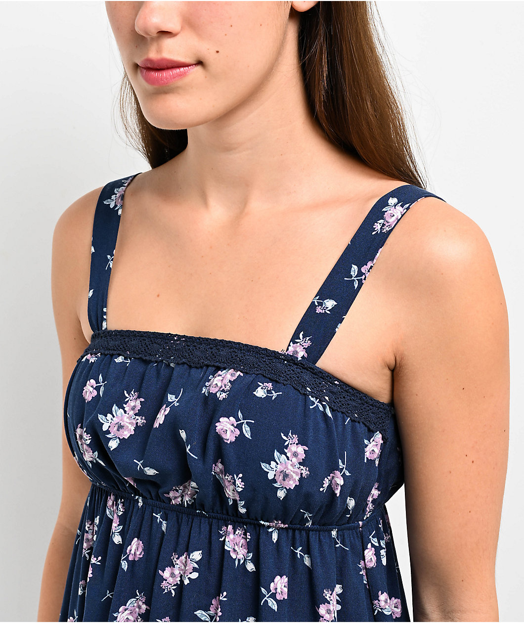 Spicychix Dark Floral Blue Dress