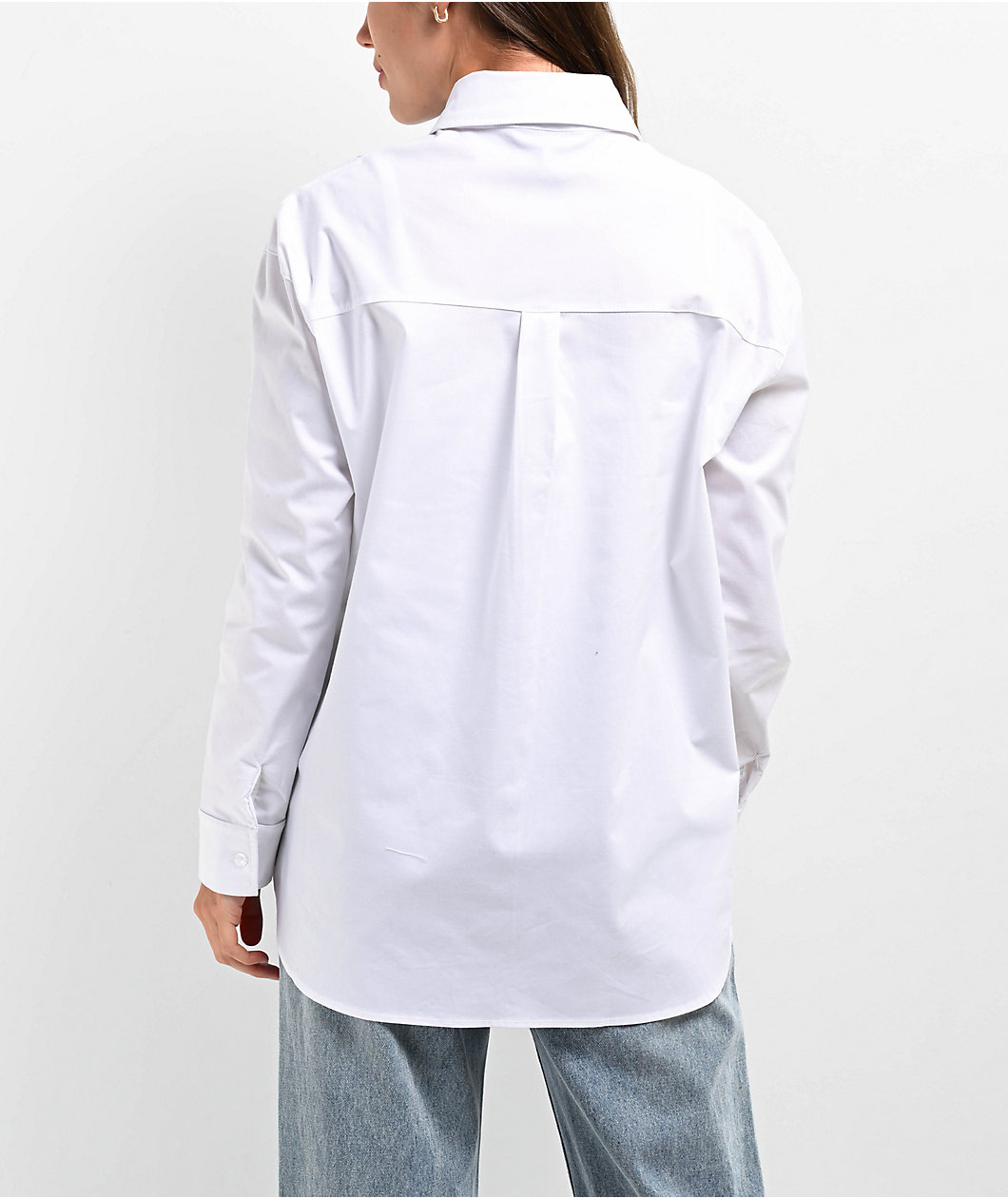 Spicychix White Oversize Long Sleeve Button Up Shirt