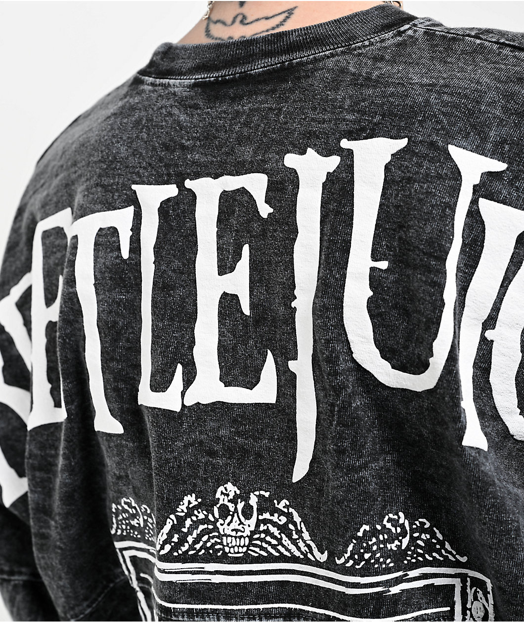 Spirit Jersey x Beetlejuice Black Mineral Wash Long Sleeve T-Shirt