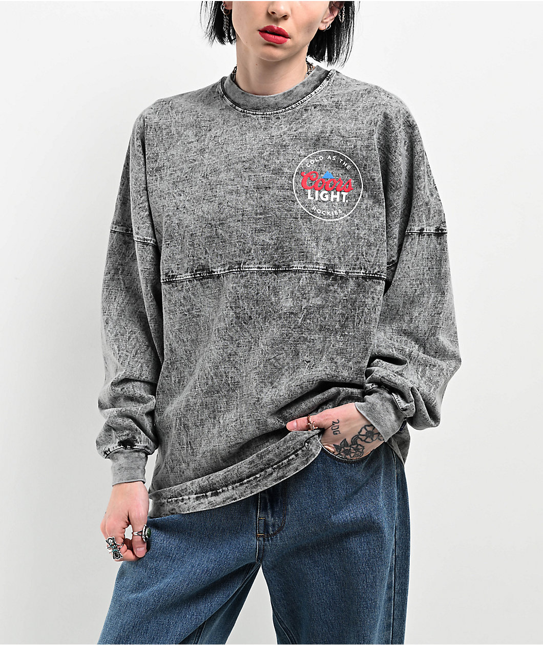 Spirit Jersey x Coors Light Grey Mineral Wash Long Sleeve T-Shirt