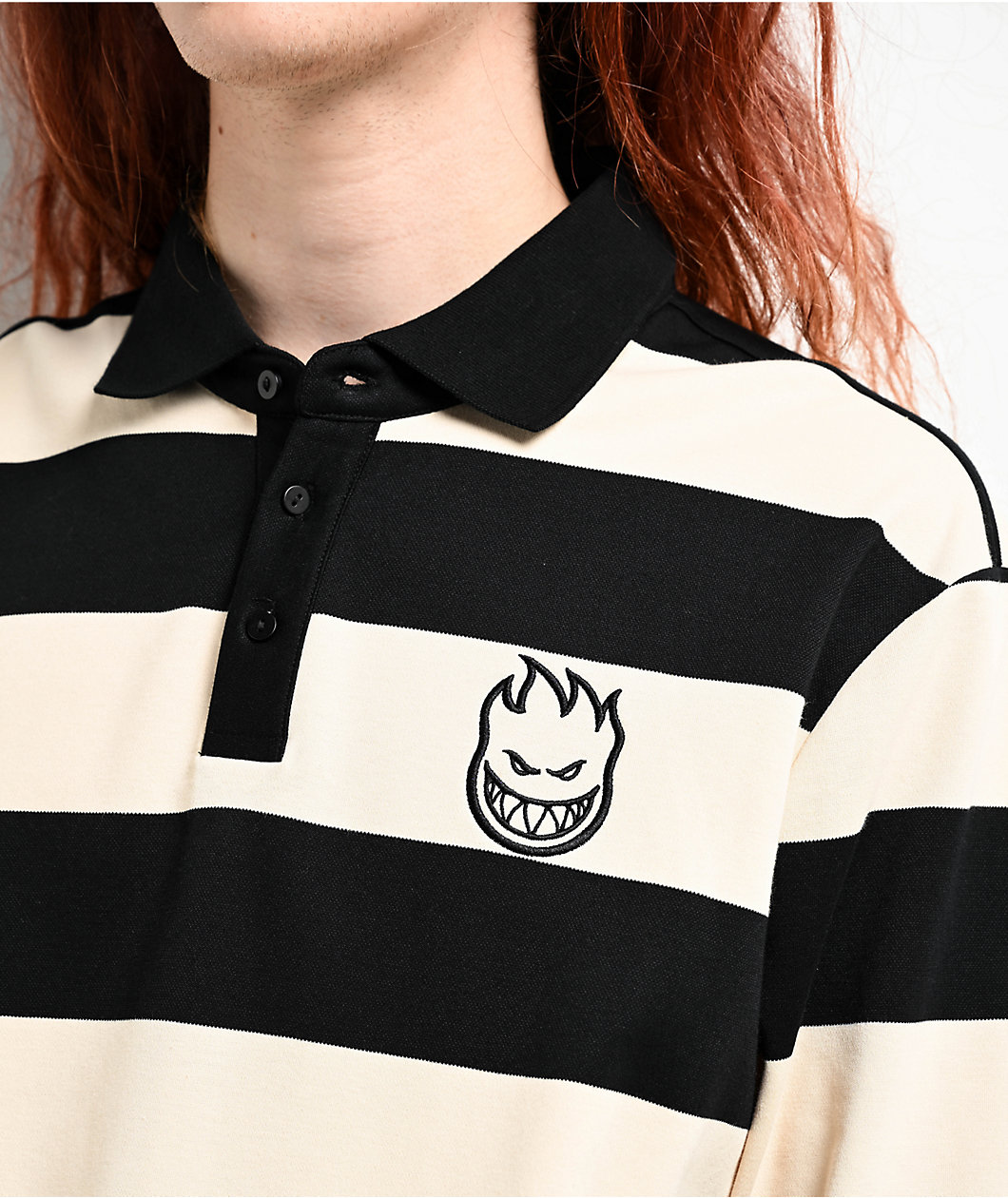 Spitfire Bighead Black & White Rugby Shirt