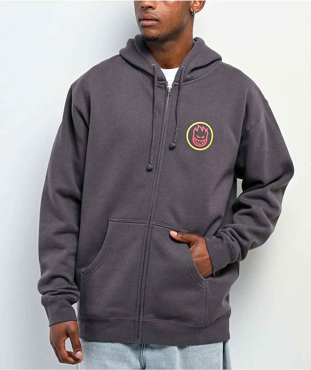 Spitfire Classic Swirl Charcoal Zip Hoodie
