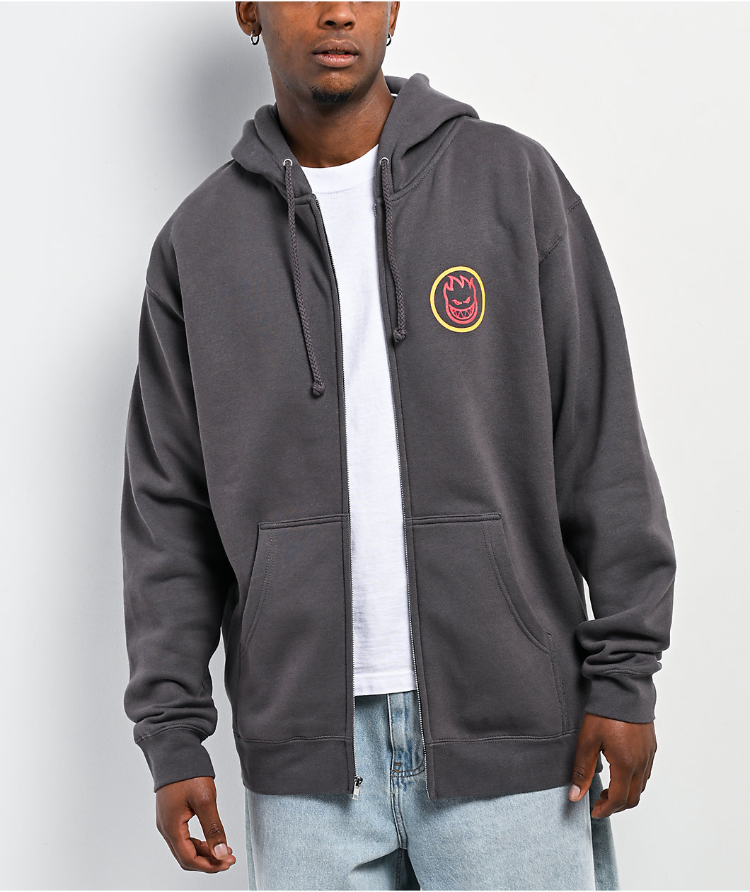 Spitfire Classic Swirl Charcoal Zip Hoodie