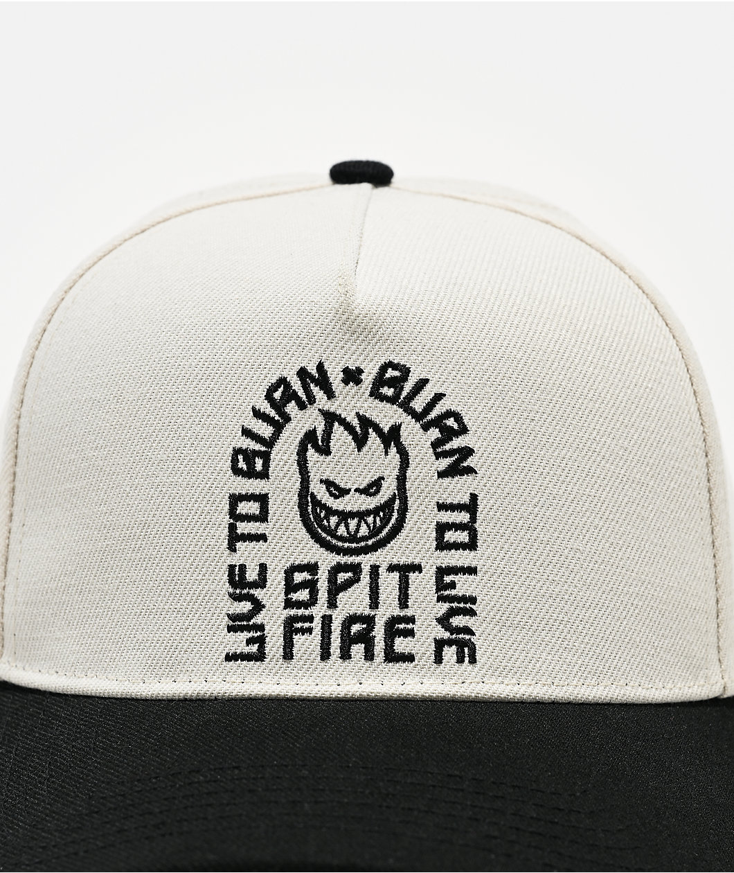 Spitfire Live To Burn White & Black Snapback Hat