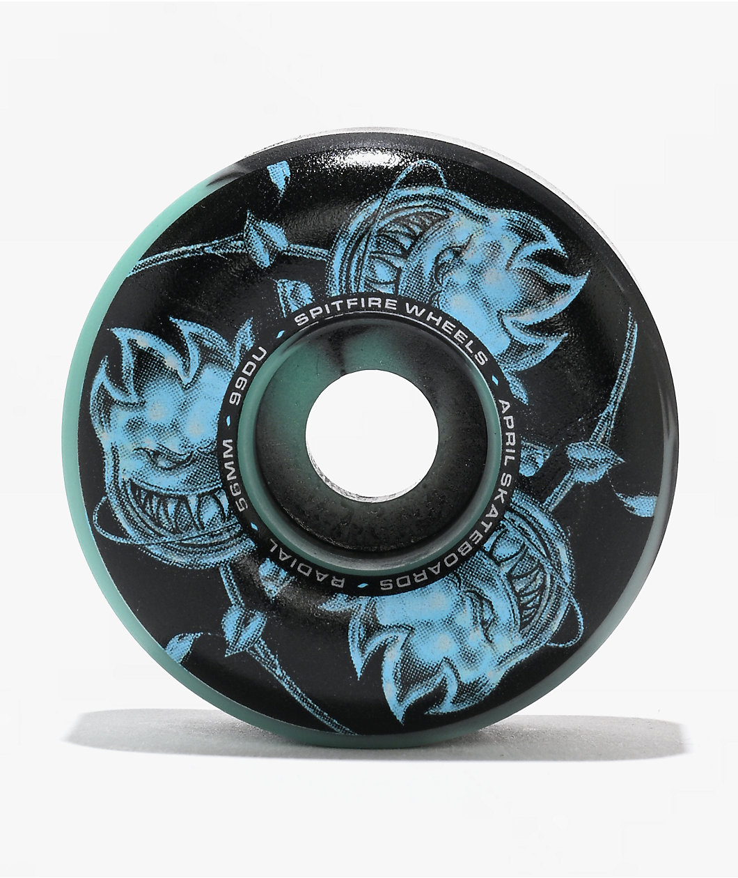 Spitfire x April Bighead Rose Formula Four Radial 56mm 99a Black & Turquoise Swirl Skateboard Wheels