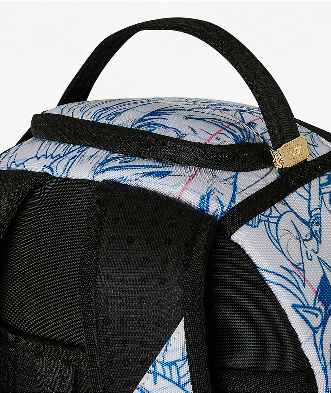 Sprayground Blue Ink Doodle White Backpack