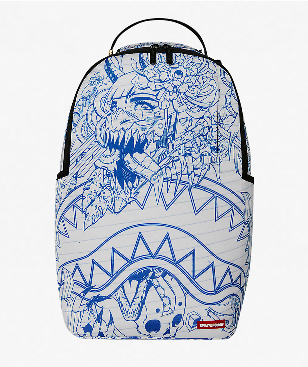 Sprayground Blue Ink Doodle White Backpack