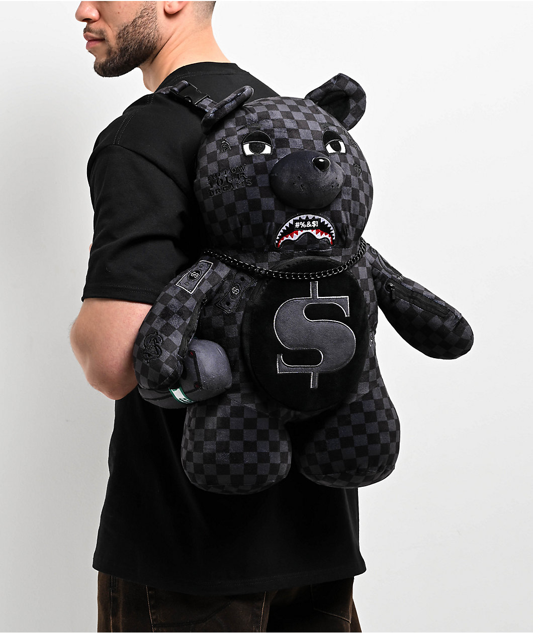 Sprayground Censored Black Bear Plush Backpack