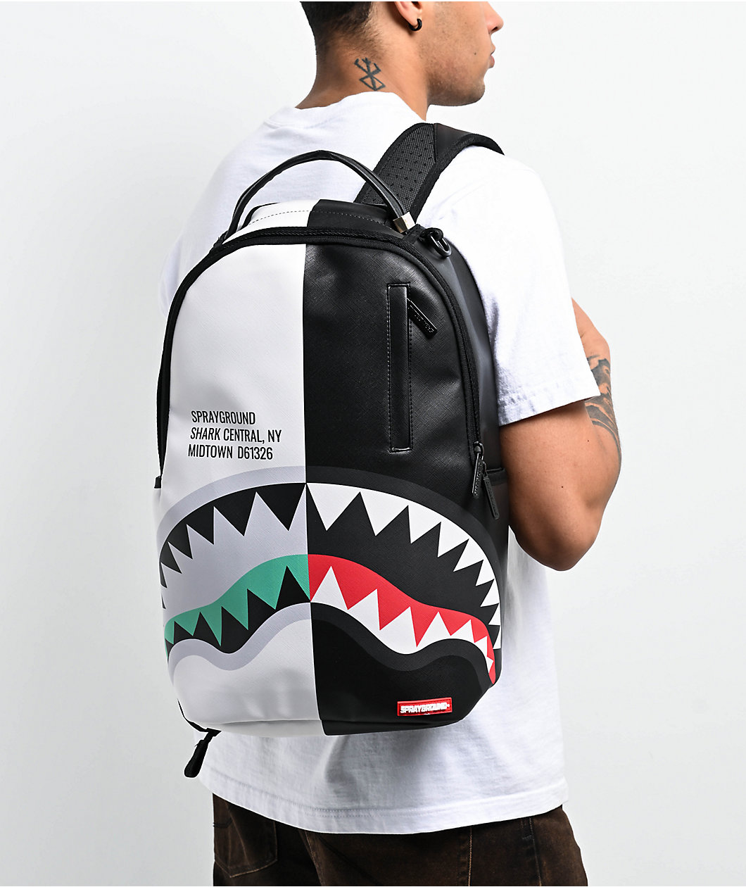 Sprayground Central Split Black & White Backpack