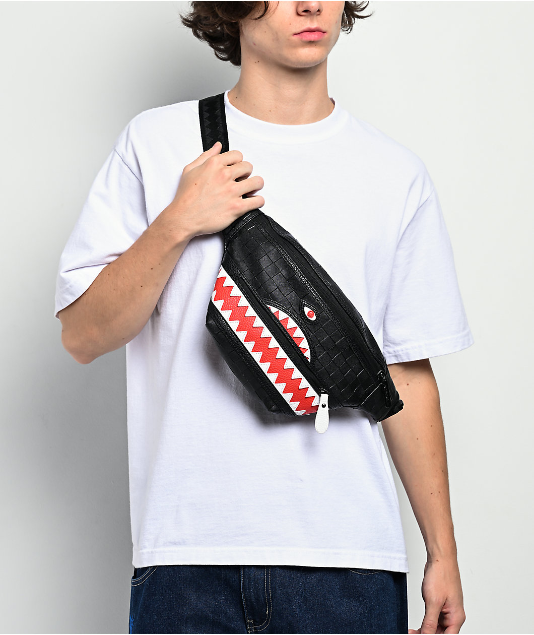 Sprayground Cut And Paste Savvy Black Fanny Pack