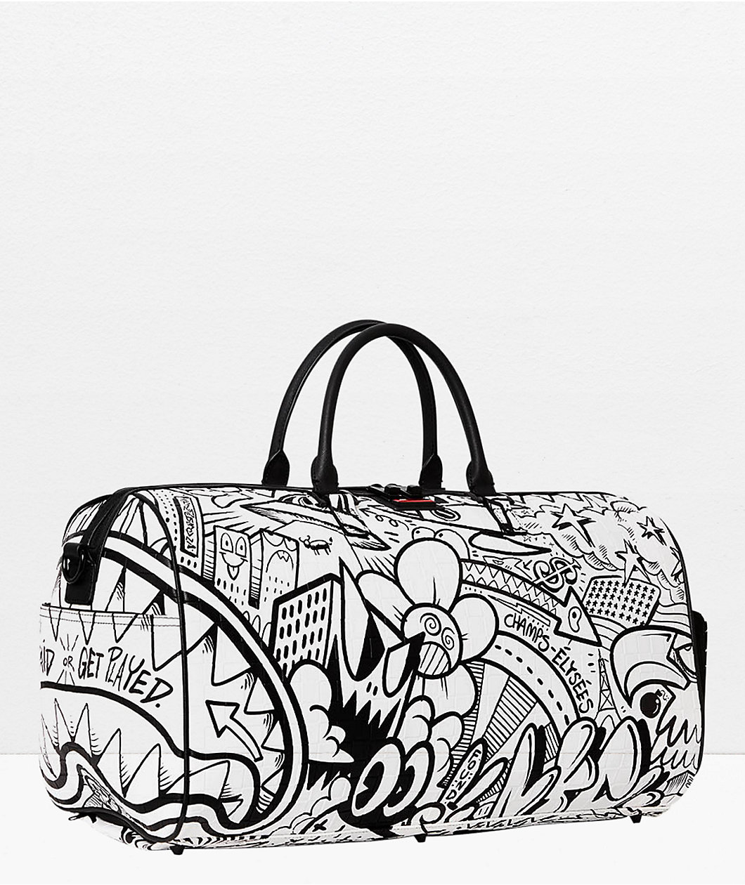 Sprayground Doodle Black & White Duffle Bag