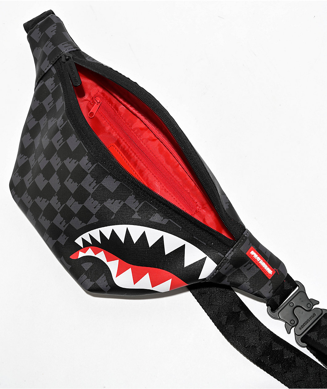 Sprayground Drip Check Savvy Black Fanny Pack