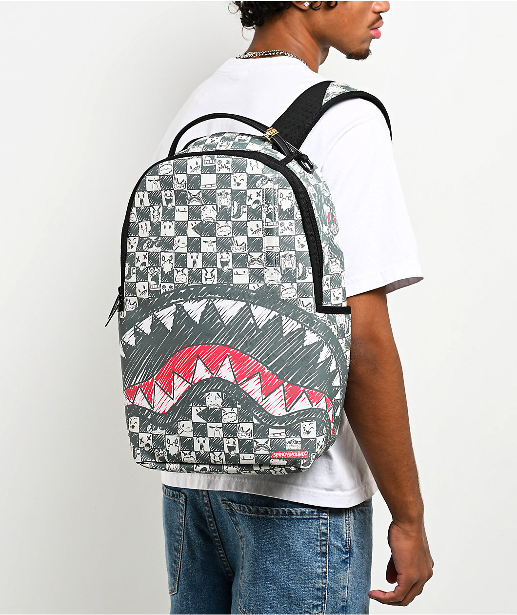 Sprayground Emote Checkered Green Backpack