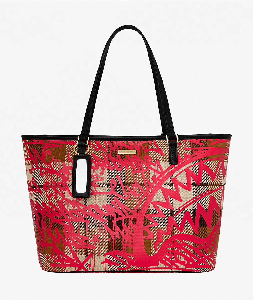 Sprayground Graffed Up Plaid Tote Bag
