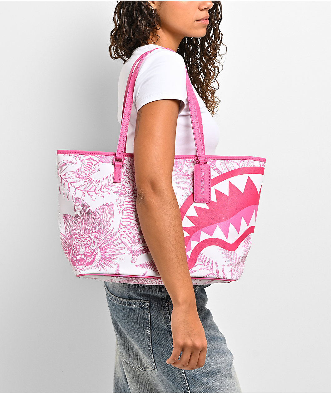 Sprayground Jungle Print Pink Tote Bag
