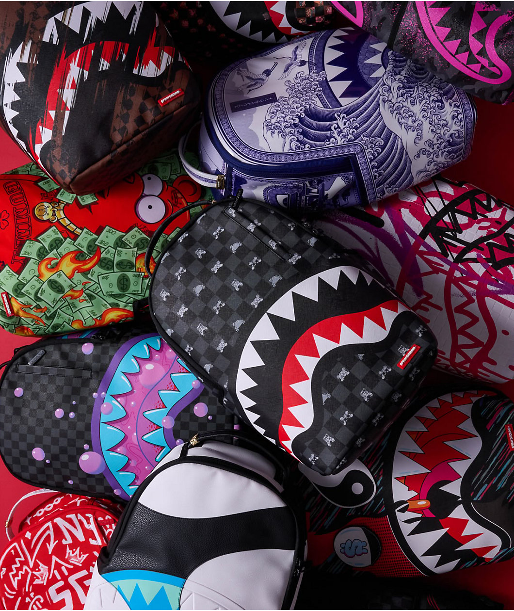 Sprayground Peeking Character Checkered Backpack