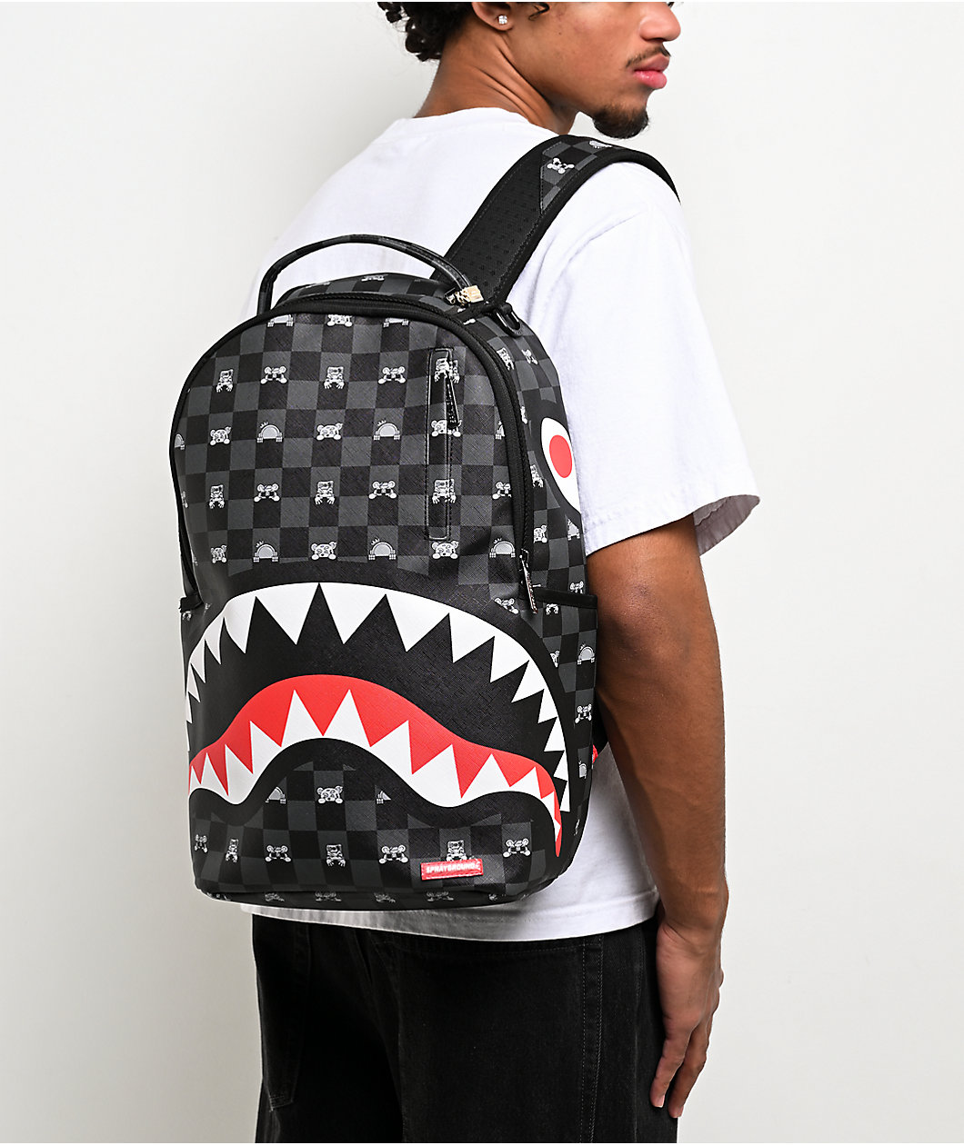 Sprayground Peeking Character Checkered Backpack