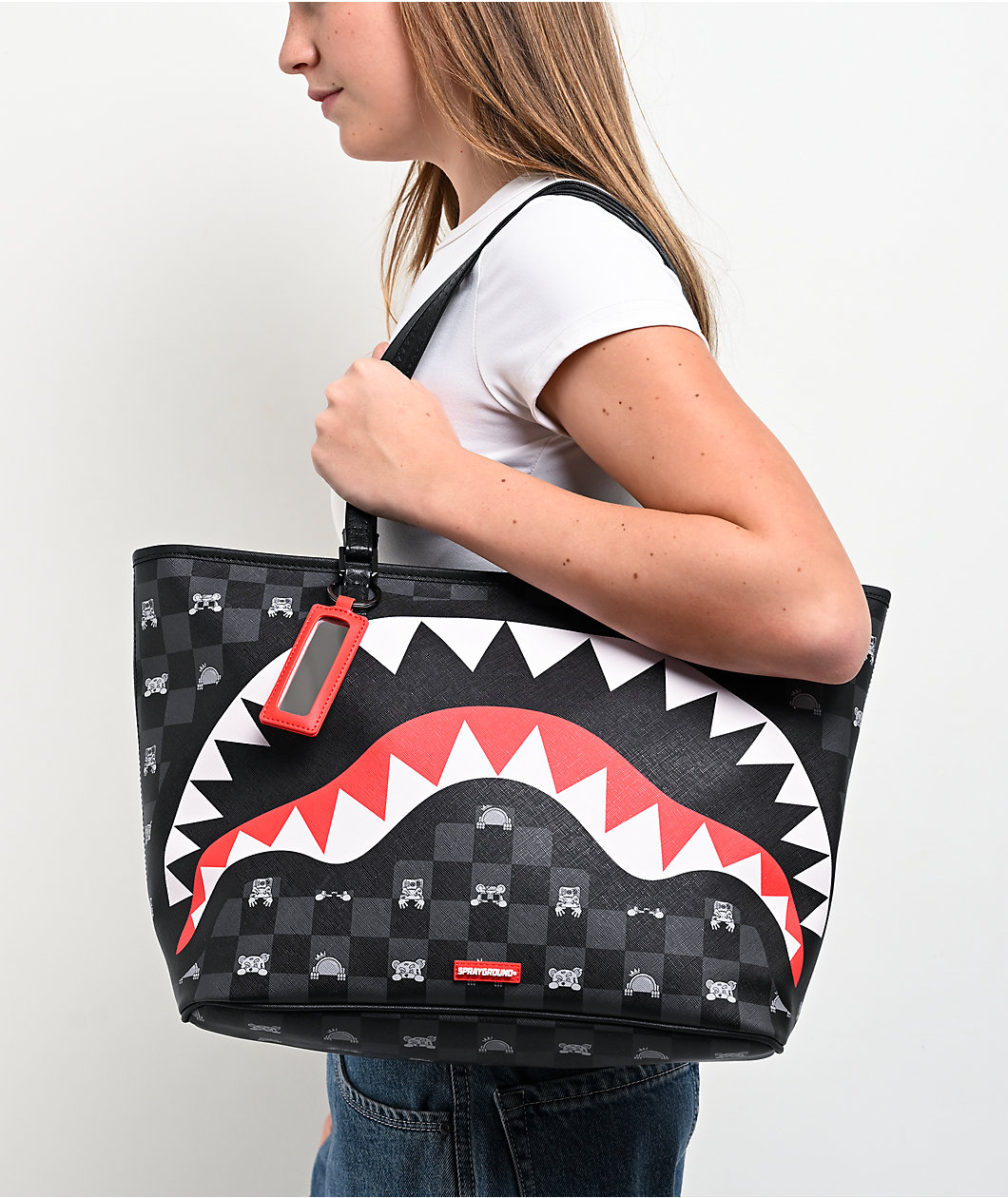 Sprayground Peeking Character Grey Tote Bag