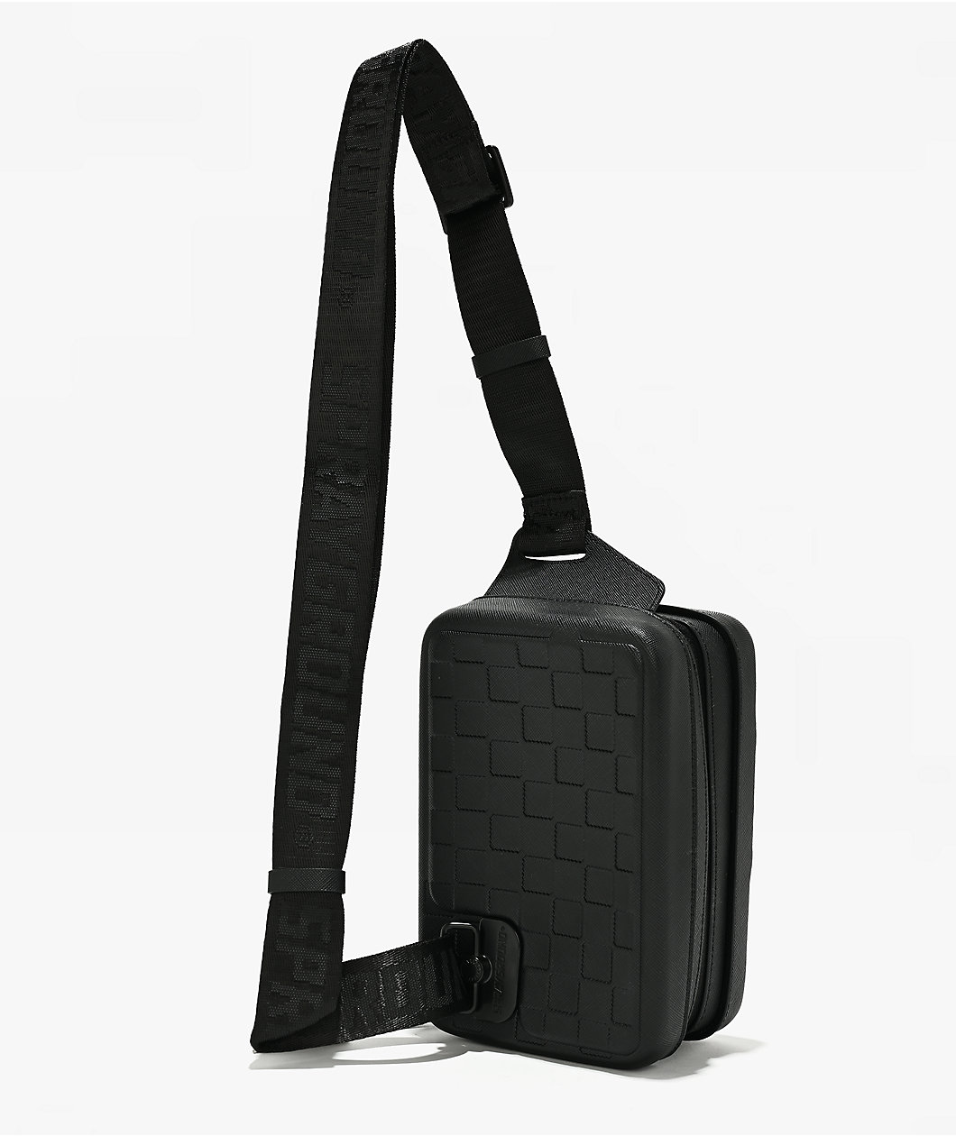 Sprayground Raised Check Black Hard Shell Sling Bag