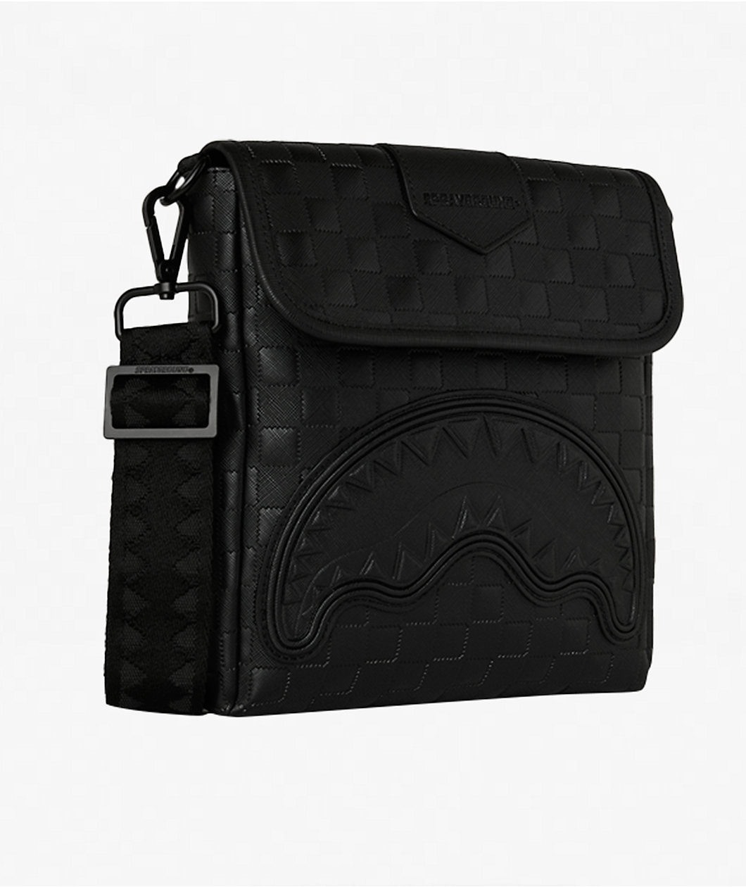 Sprayground Raised Check Black Messenger Bag