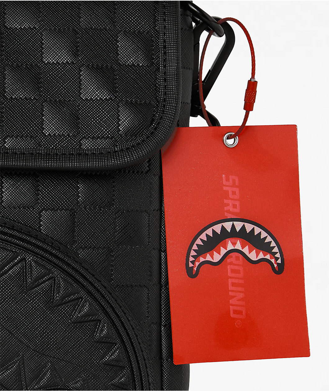 Sprayground Raised Check Black Messenger Bag